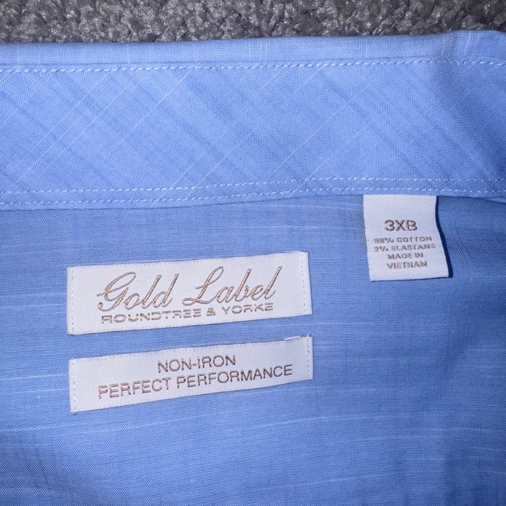 Roundtree & Yorke Gold Label Button Down Men Stretch Light Blue 3XB NEW - Picture 5 of 8